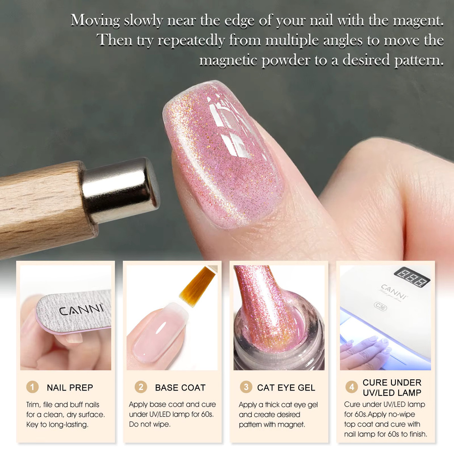 CANNI Nagel-Gel-Nagellack, Glänzend, Cat-Eye-Gel - Bild 3