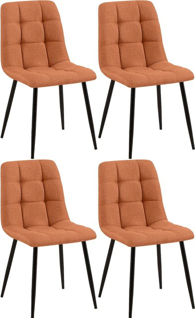 CLP 4er Set Esszimmerstühle Tilde, gepolsterte Küchenstühle mit gestepptem Stoffbezug und Metallgestell, modern - Bild 1