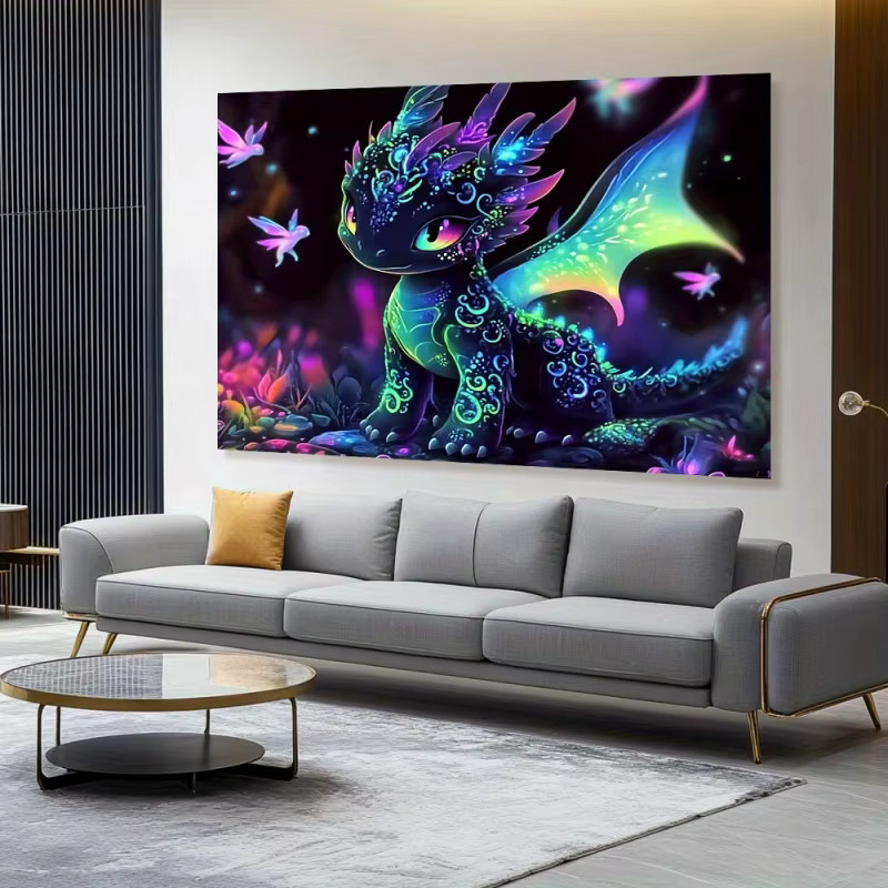 VIKAMA Bunter Drachen-Wandteppich mit Drachenzähmungs-Motiv in Multicolour als dekorative Wanddekoration für Kinderzimmer und Wohnzimmer - Bild 3
