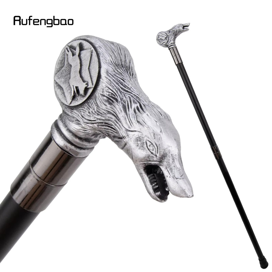 Rufengbao Gehstock, Silber, Wolf Kopf, Herren, 92 cm - Bild 2