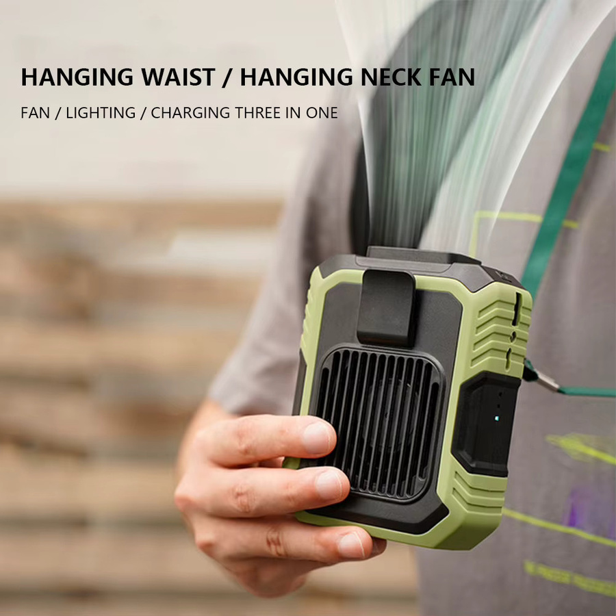 VAKIND Tragbarer Hals- und Taillenventilator mit 4000mAh Akku, USB-Mini-Lüfter, wiederaufladbar, in Weiß oder Grün - Bild 2