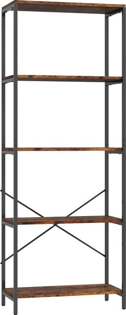 HOMCOM Bücherregal im industriellen Design mit 5 Ebenen und Metallrahmen, Farbe: Rustikal-Braun, B/T/H: 79 x 35 x 161 cm - Bild 1