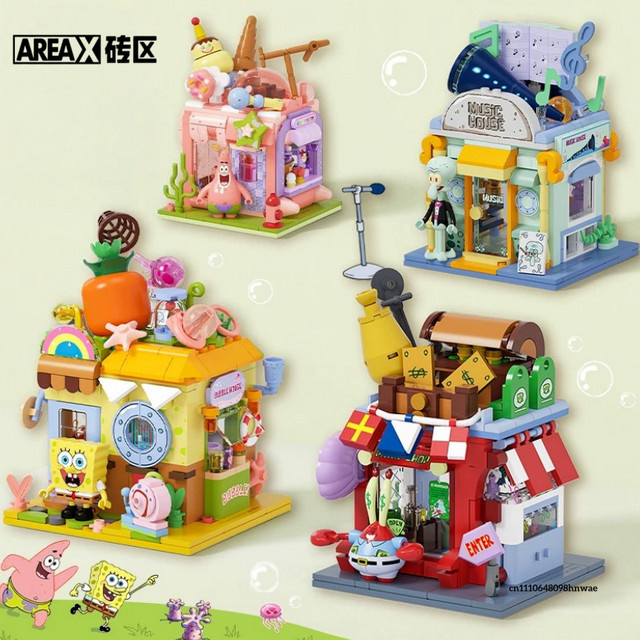 AREA-X SpongeBob Schwammkopf Ausgefallener Laden Straßenszene, Baustein-Set - Bild 1