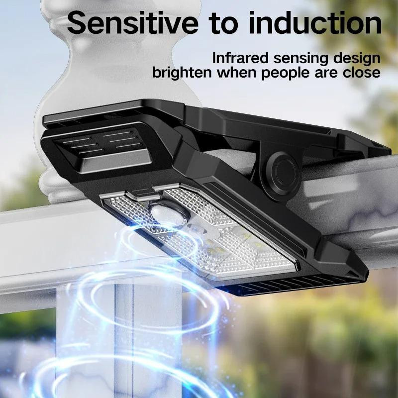 YJMP Super Lighting 4er-Pack Solar-LED-Arbeitsleuchten mit Bewegungsmelder und Clip-Halterung, Wasserdicht, Schwarz - Bild 5