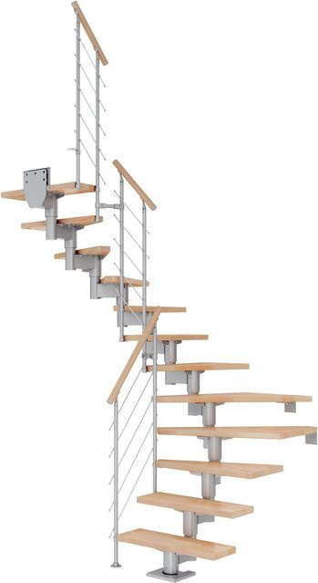 Dolle Mittelholmtreppe Cork Buche Perlgrau, 1/2 gewendelt, Breite: 75 cm, Länge: 337 cm - Bild 1