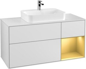V&B Waschtischunterschrank Finion mit Wandbeleuchtung, Farbe Weiß lackiert, Breite: 120 cm, Tiefe: 50,1 cm, Höhe: 50,1 cm - Bild 1