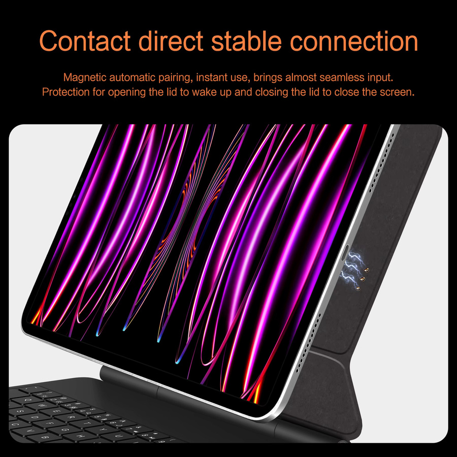 LFOIQN Smart Pogo-Pin Tastaturhülle für iPad Pro und iPad Air in Schwarz - Bild 2