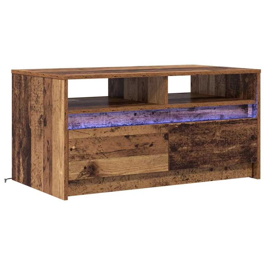 vidaXL Couchtisch mit Schubladen aus Holzwerkstoff in Altholz-Optik, Braun, B/T/H: 90 x 50 x 45 cm - Bild 2