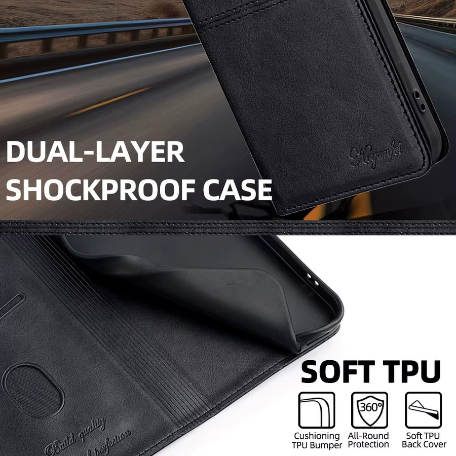 Lederhülle für Xiaomi Poco F7 Ultra Pro M7 X7 Pro als Flip Wallet mit Magnetverschluss, Kartenhalter und Ständerfunktion in Lila - Bild 6