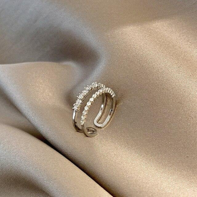 Allbestart Ring 925 Silber, Zirkonia, Damen, Offener Doppellagenring - Bild 1