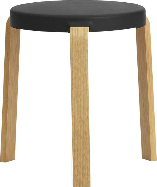 Normann Copenhagen Tap Hocker in Schwarz mit Holzgestell aus Eiche oder Walnuss - Bild 1