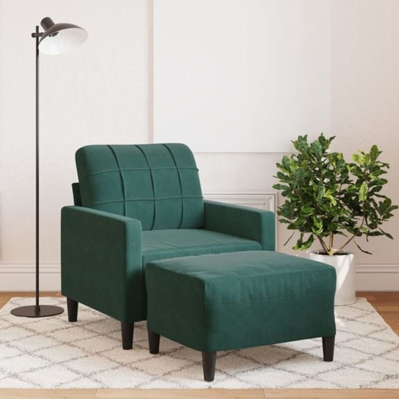 Modernes Sessel-Set mit Hocker von VIDAXL aus Samt in Grün mit Metallgestell, Breite: 60 cm - Bild 1