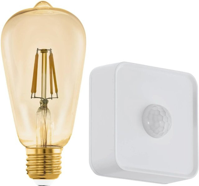 Eglo LED Filament Leuchtmittel ST64 Set mit Bewegungssensor und Dämmerungssensor, E27, Amber, Warmweiß - Bild 1