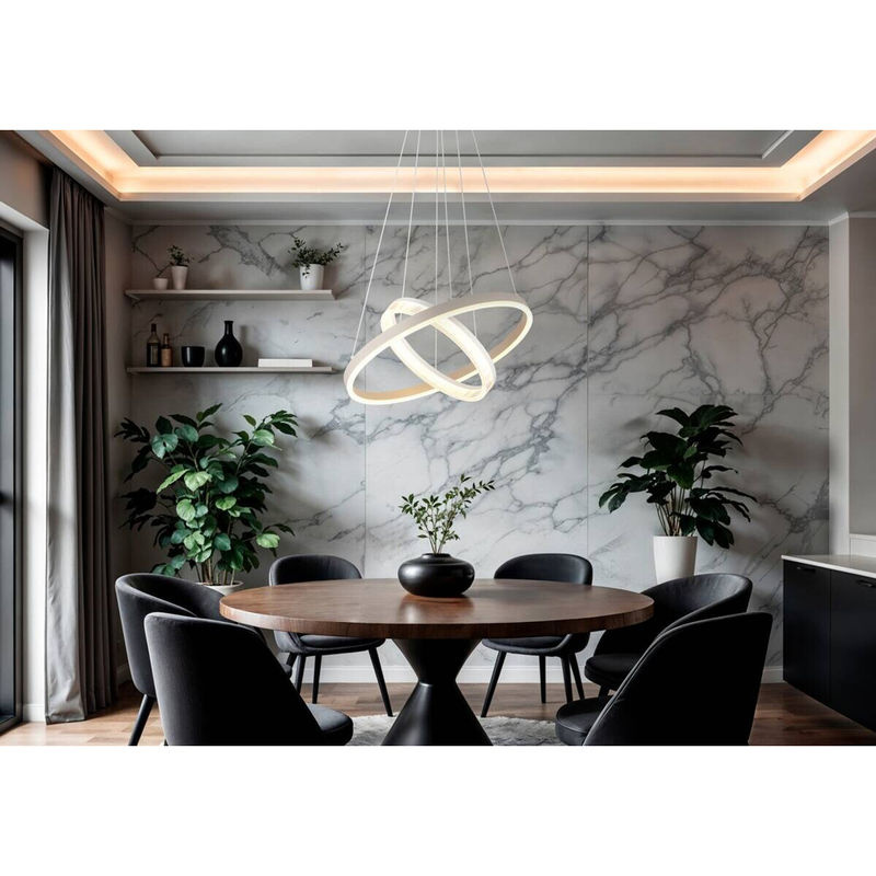 Globo Lighting LED-Pendelleuchte Elba in Weiß und Beige aus Metall und Kunststoff, Höhe: 150 cm, Durchmesser: 50 cm - Bild 2