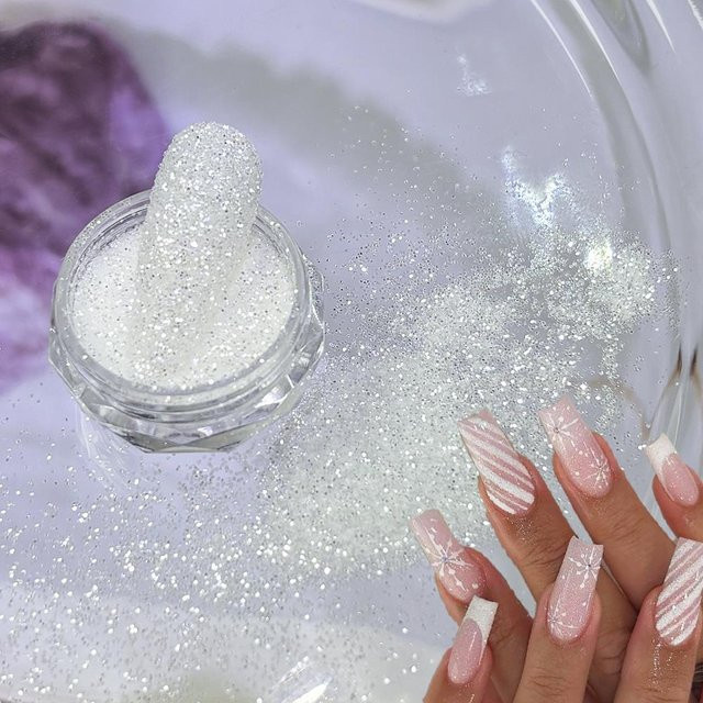 MAFANAILS Nagelpulver, Weiße Schneeflocke, Schimmernd, 1,5g - Bild 1