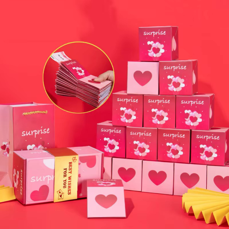 12 Stück Kreative Bounce Explosion Boxen als Überraschungsgeschenk in Rot aus Papier für Geburtstage - Bild 2