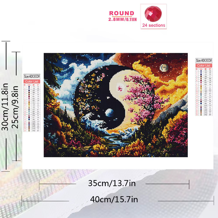 EverShine Diamantmalerei Tai Chi 5D DIY Stickerei Kit als Mosaik Landschaft in Multicolour, Breite: 30,0 cm, Höhe: 20,0 cm - Bild 2