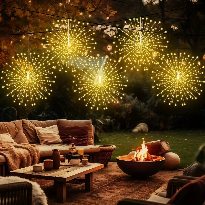 OKAL RED EAST Solar-Feuerwerkslichter LED Außenleuchten mit 8 Beleuchtungsmodi in Warmweiß für Garten und Hochzeit - Bild 5
