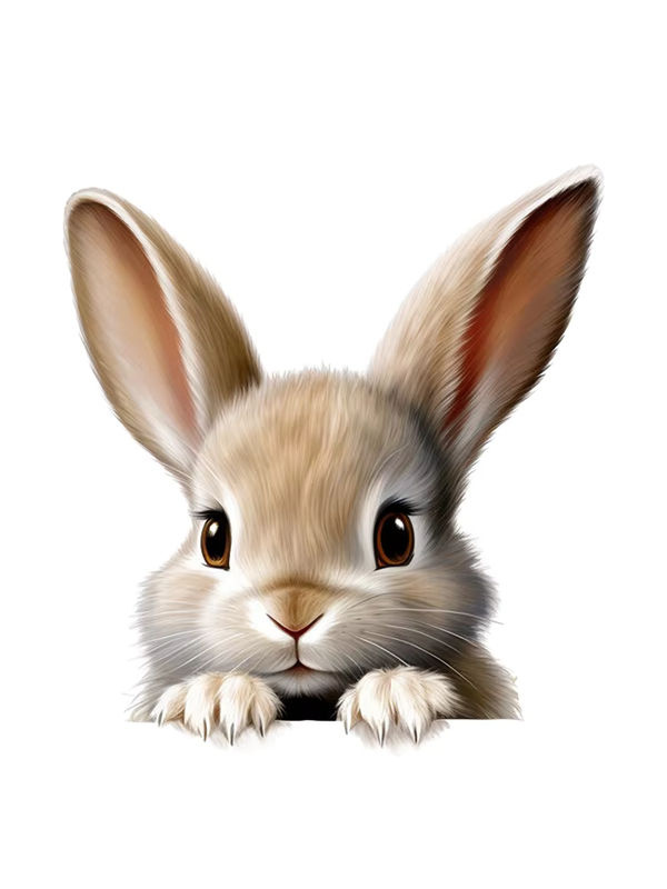Selbstklebender Wandaufkleber Hase mit langen Ohren in Beige aus Kunststoff für Kinder und zur Dekoration von Küche oder Wohnzimmer - Bild 7