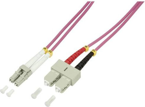 LogiLink FP4LS02 Glasfaser LWL Anschlusskabel Multimode OM4, 1x LC-Stecker auf 1x SC-Stecker, Violett, Länge: 2,00 m - Bild 1