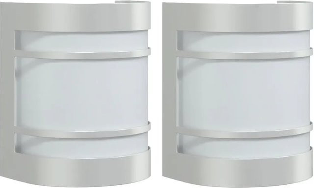 vidaXL Außenwandleuchten 2er Set aus Edelstahl in Silber mit Glas und E27 Fassung, IP44 wetterfest für Garten, Einfahrt und Veranda - Bild 1