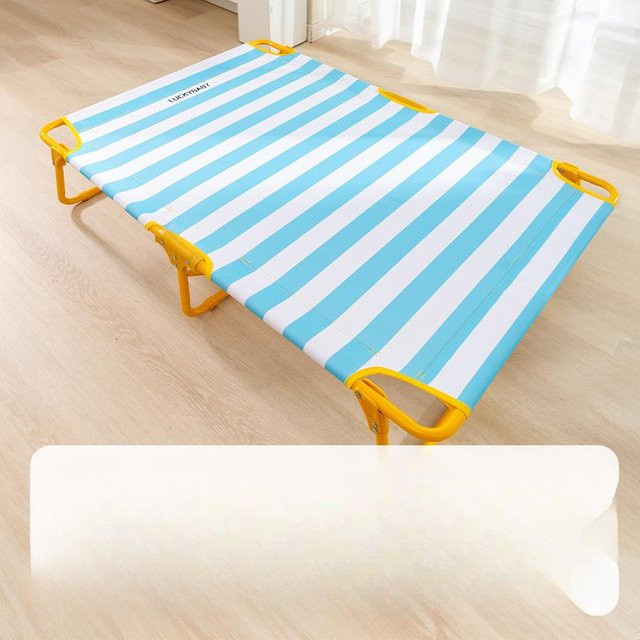 Klassisches breitgestreiftes Feldbett für große Hunde aus 600D Oxford-Gewebe und lackiertem Stahlrohr, B/T/H: 70 x 58 x 16 cm - Bild 1