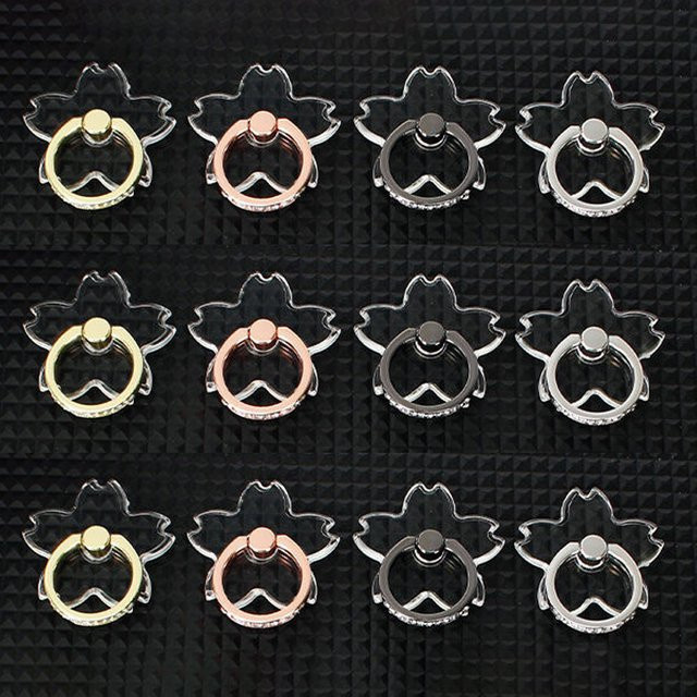 QGhappy Sakura Fingerringständer in Transparent und Blau, faltbarer Ringhalter mit 360-Grad-Drehung für iPhone, Samsung, Xiaomi und Huawei - Bild 1