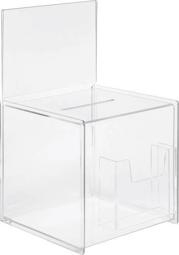 Sigel Aktionsbox VA152 mit Einwurf und Zusatzfach für Prospekte, transparent, B/T/H: 21,0 x 21,0 x 36,8 cm - Bild 1