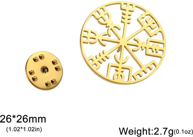Brosche Vegvisir Runenkompass, Edelstahl, Unisex - Bild 1