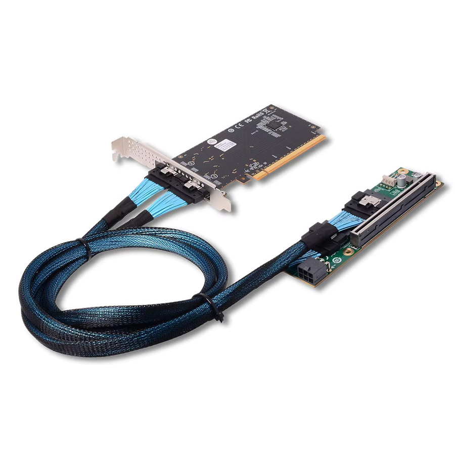 ADT-Link PCIe 4.0 5.0 X16 zu Slim SAS SFF-8654 Riser MCIO Split-Karte für Grafikkarte und GPU als externer Erweiterungsadapter - Bild 2