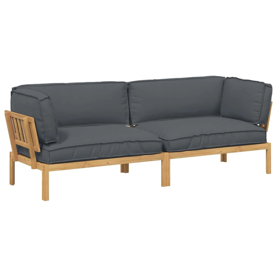 vidaXL Gartenmöbel Set 2-teilig aus Akazien-Massivholz in Anthrazit mit Kissen und wetterfestem Outdoor-Stoff - Bild 2