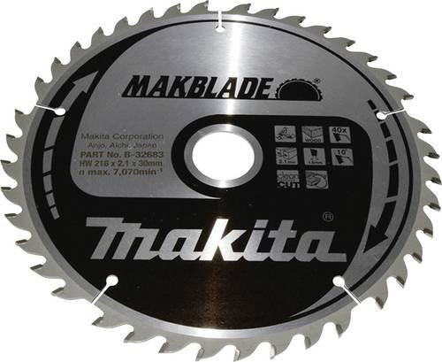 Makita Makblade Kreissägeblatt B-32683 für Metall, Farbe: Silber, Durchmesser: 216 mm, Bohrung: 30 mm, Zähne: 40 - Bild 1