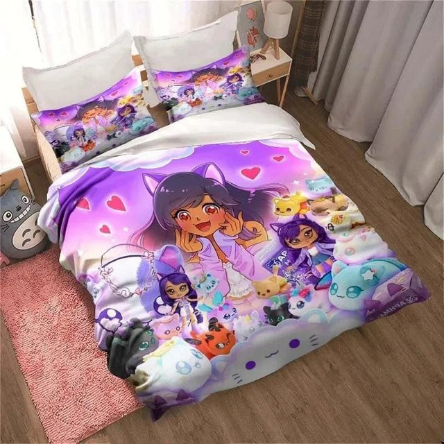 Jinmeige Aphmau Bettwäsche Set mit 3D-Druck, lila, B/H: 135 x 200 cm - Bild 1
