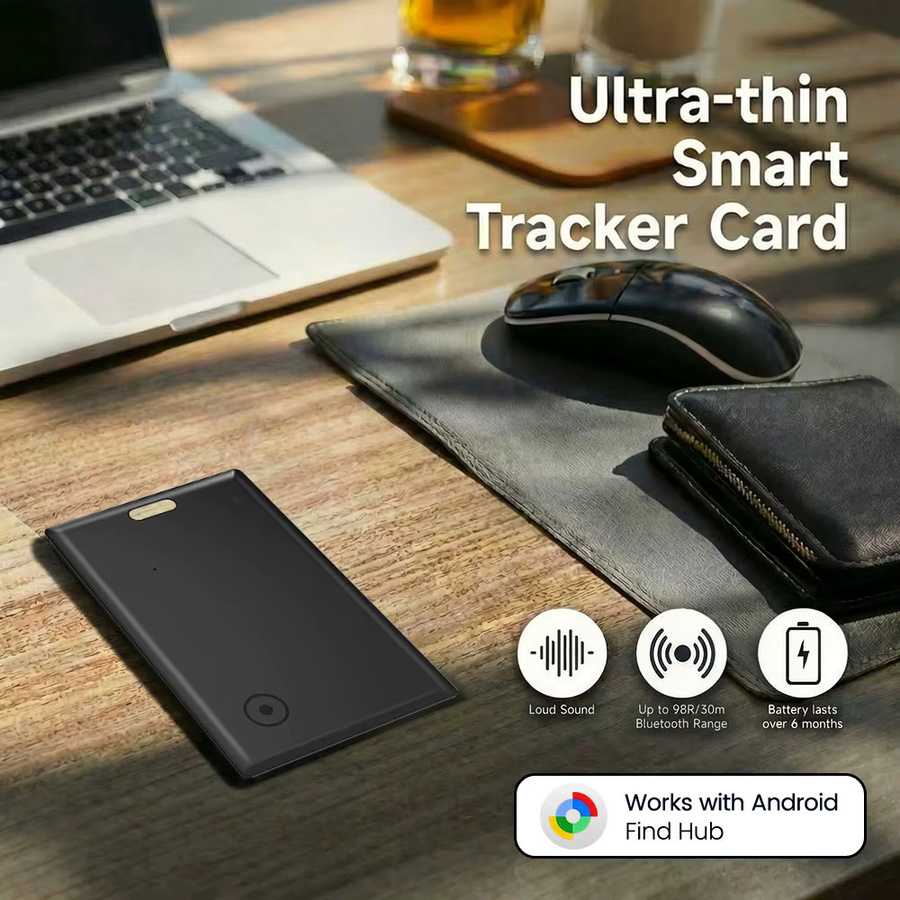 Peocke Geldbörsen-Tracker-Karte in Schwarz: Anti-Verlust Smart Card mit GPS-Standortverfolgung, kompatibel mit Google Find My Device App zur Ortung von Schlüsseln und Gegenständen - Bild 5