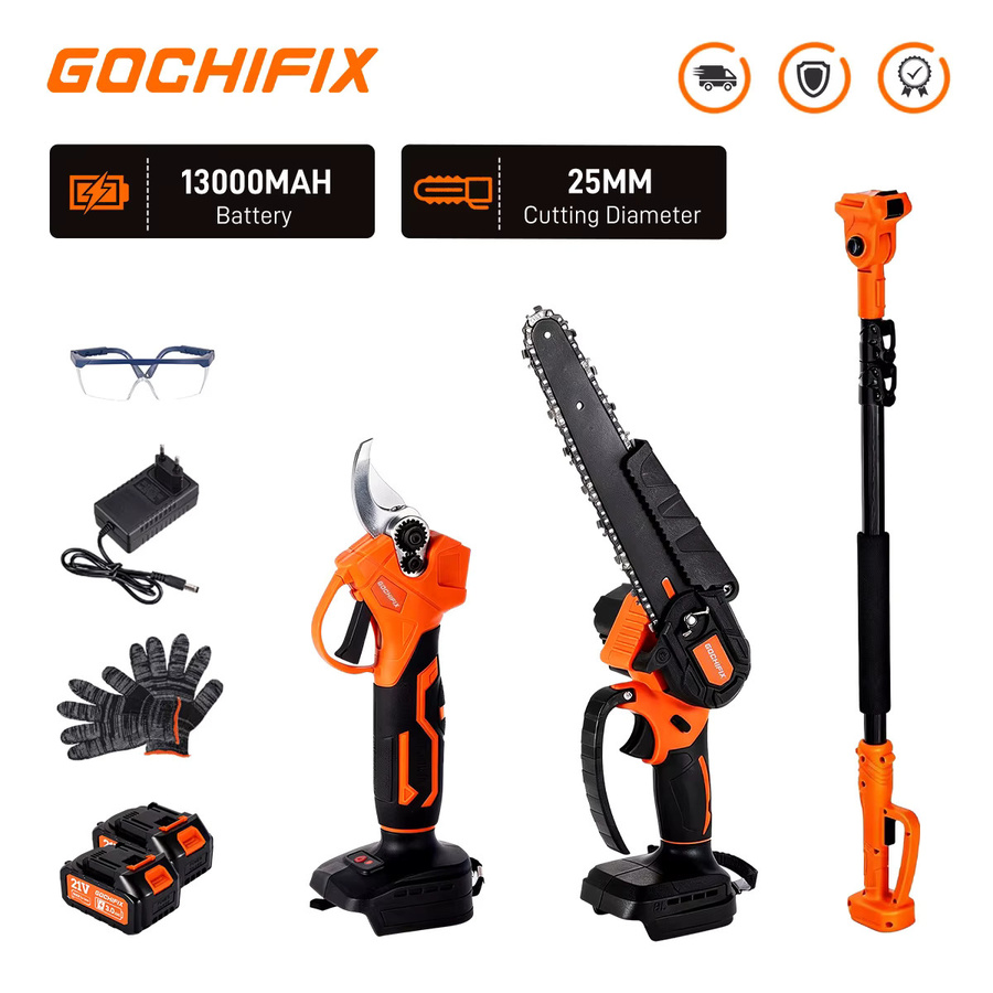 Drillpro Akku Astschere mit 8 Zoll Bürstenloser Kettensäge und 2m Teleskopstange, Orange - Bild 2