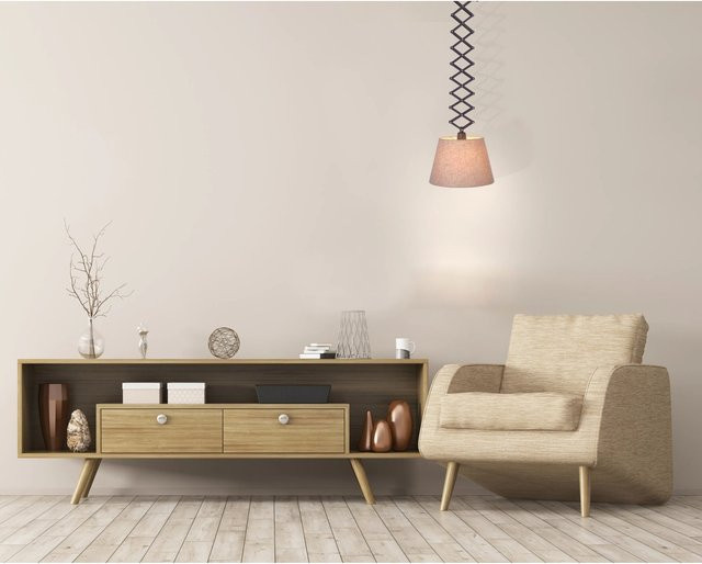 Näve Pendelleuchte Adrienne E27 in Braun und Beige, höhenverstellbar, rund - Bild 1