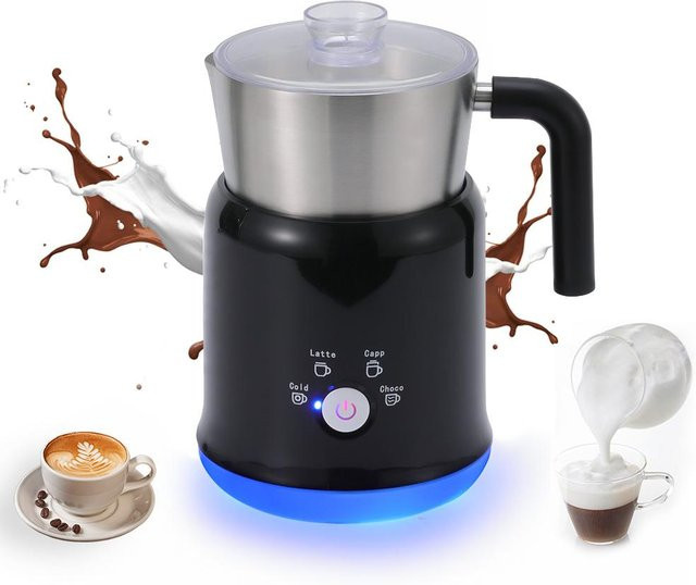 Elektrischer Milchaufschäumer und Dampfgarer von TOMTOP JMS mit Touch-Steuerung, 600 W, 700 ml, Silber/Schwarz - Bild 1