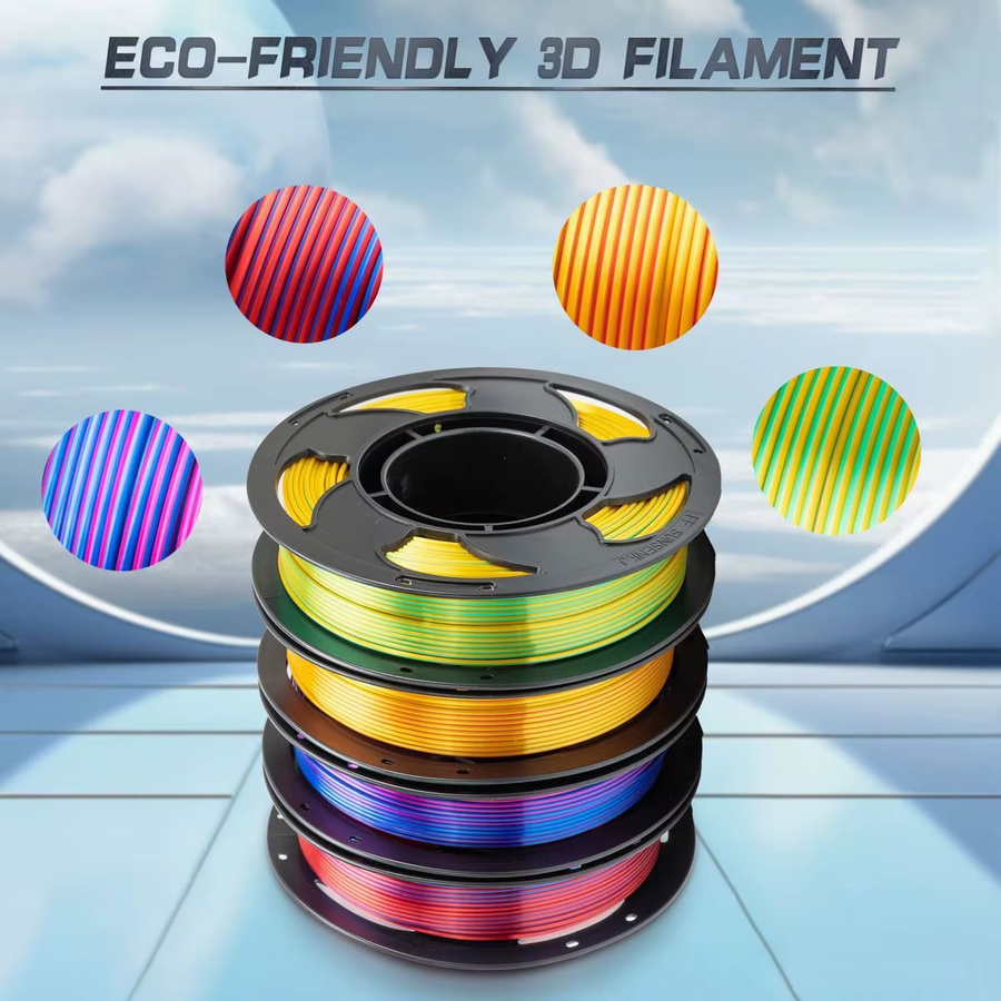 JKHJ PLA-Filament Seidenglanz Zweifarbig Schwarz-Rot 1,75 mm 1 kg für FDM 3D-Drucker - Bild 2