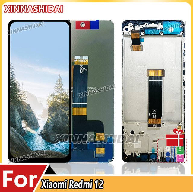 Xiaomi Redmi 12 LCD Display mit Touch Screen und Rahmen sowie Batterieabdeckung Gehäuse Montage Set 6,79 Zoll - Bild 1