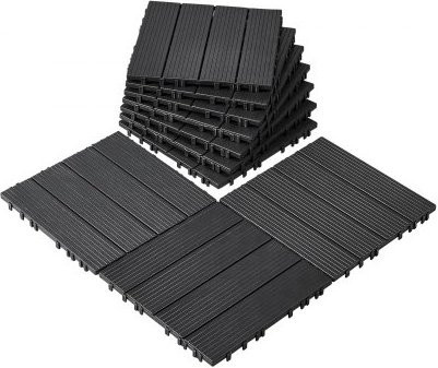 VEVOR Terrassenfliesen 10er-Set Dunkelgrau Klickfliesen aus wasserdichtem Kunststoff für Balkon und Terrasse B/B/H: 30 x 30 cm - Bild 1