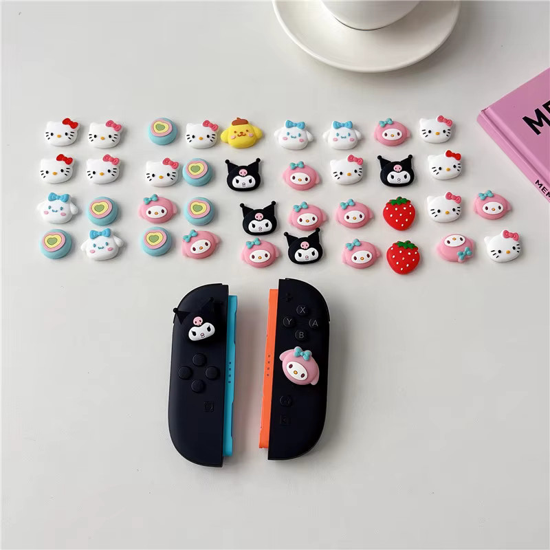 4 Stück Cartoon Daumenstick-Griffkappen für Nintendo Switch 2 JoyCon Controller aus weichem Silikon in Multicolour - Bild 3