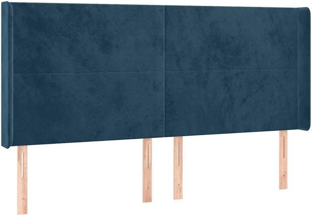 vidaXL Kopfteil mit Ohren in Dunkelblau aus Samt, B/T/H: 103 x 16 x 118/128 cm - Bild 1