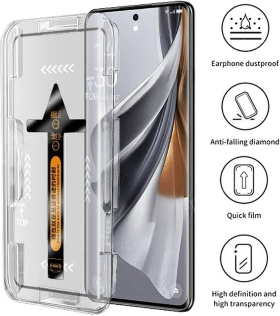 2 Stück Premium Displayschutzfolie aus gehärtetem Glas für Oppo Reno 12 Pro und Reno 12 Pro+, transparent - Bild 1