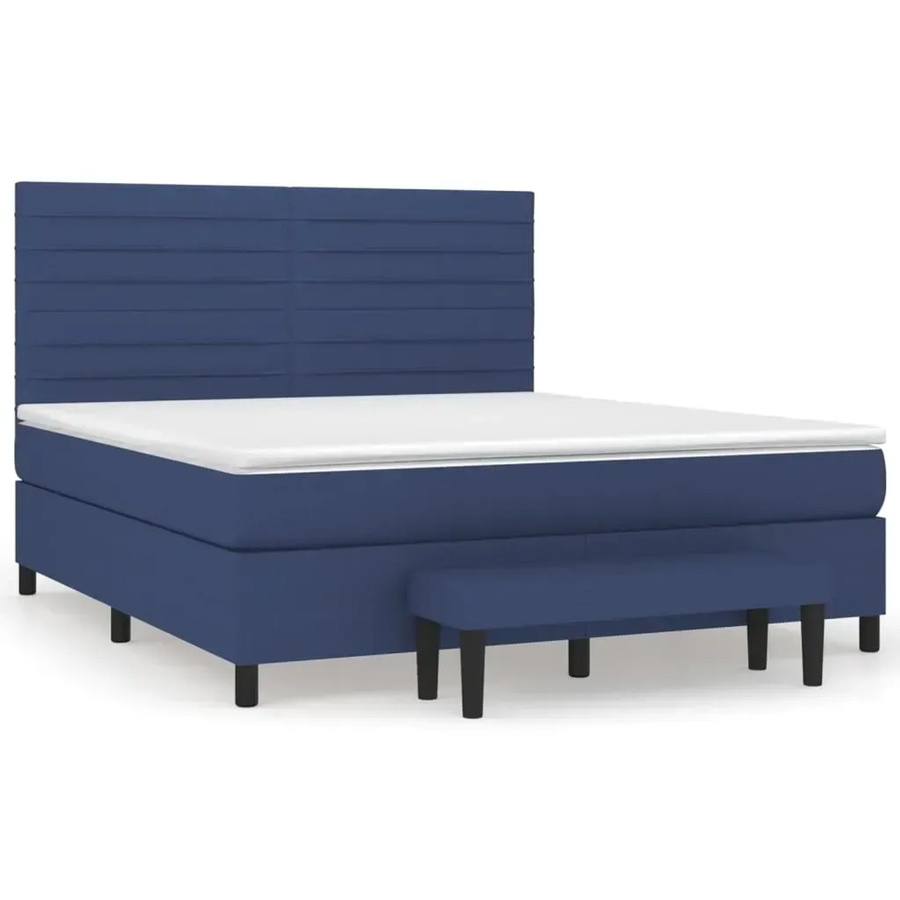 vidaXL Boxspringbett mit Matratze Hybrid-Design in Blau und Weiß, B/T/H: 160 x 200 x 128 cm - Bild 2