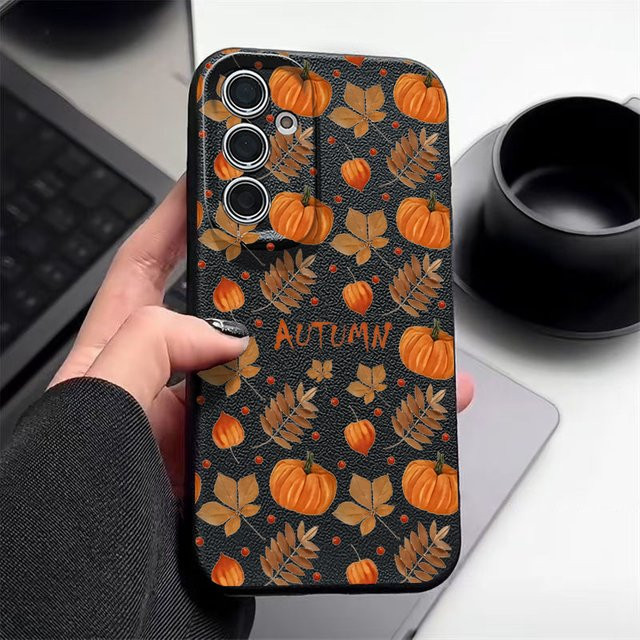 Samsung Handyhülle mit Herbst-Ahornblatt-Design aus TPU für Galaxy S25 S24 FE S23 S22 Ultra A55 A54 A15 5G in Multicolour und Schwarz - Bild 1