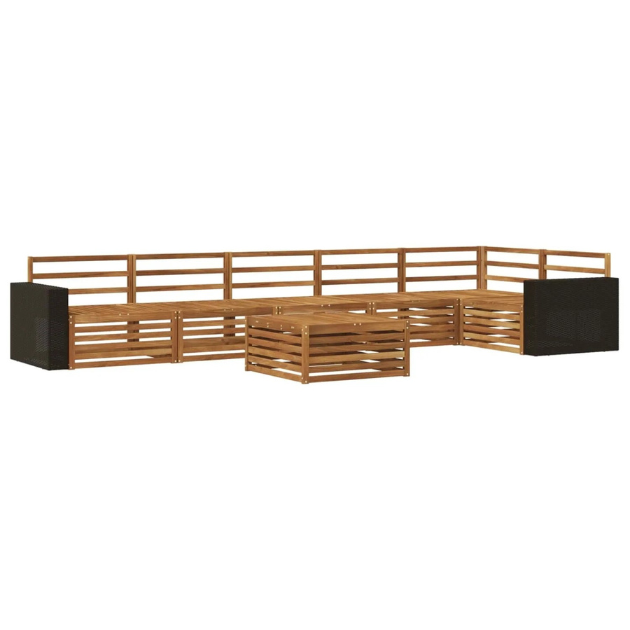 vidaXL Outdoor-Sofagarnitur aus Akazienholz in Braun, 7-teiliges L-Shape Set mit Tisch und Polstern, B/T/H: 79 x 79 x 37 cm - Bild 2