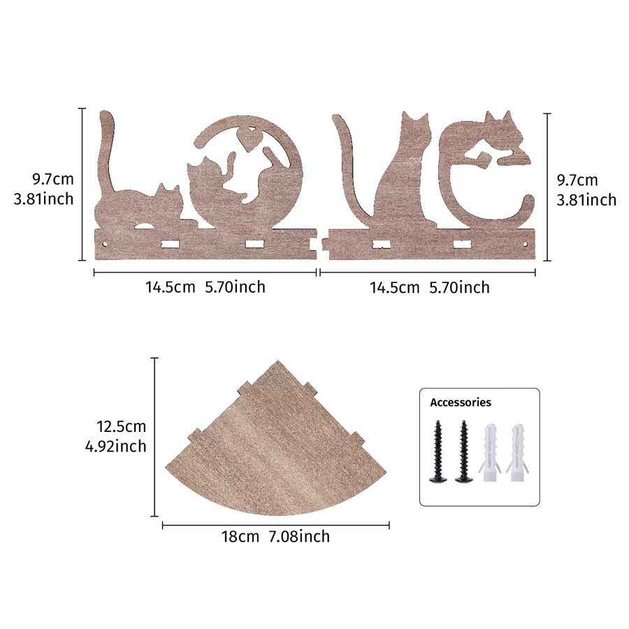 Handgefertigtes Eckregal aus Holz in Herzform für die Wandmontage, Braun, Modernes Design - Bild 2