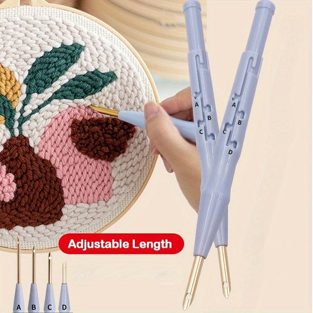 Deluxe Punch Needle Stickstift mit verstellbarer Tiefenkontrolle aus Kunststoff für Teppichgarn und Stickereien - Bild 1