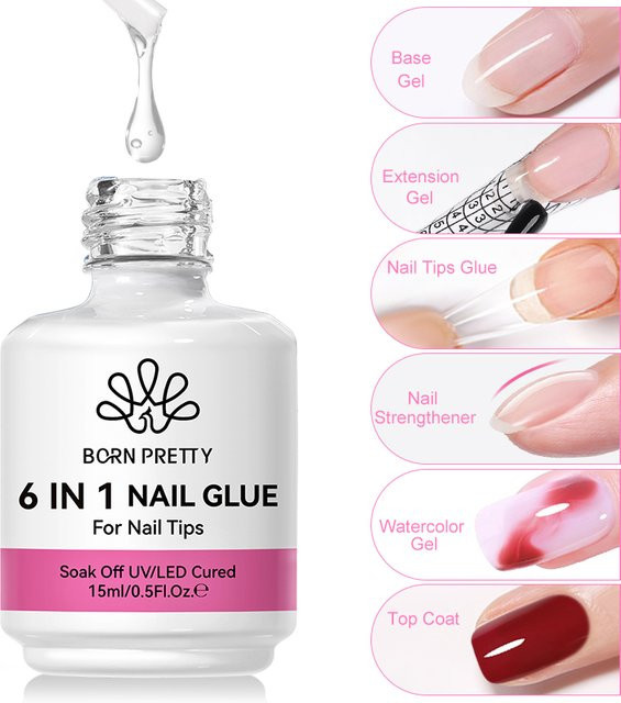 BORN PRETTY 6 IN 1 Nagelklebergel, 15 ml, Glänzend - Bild 1