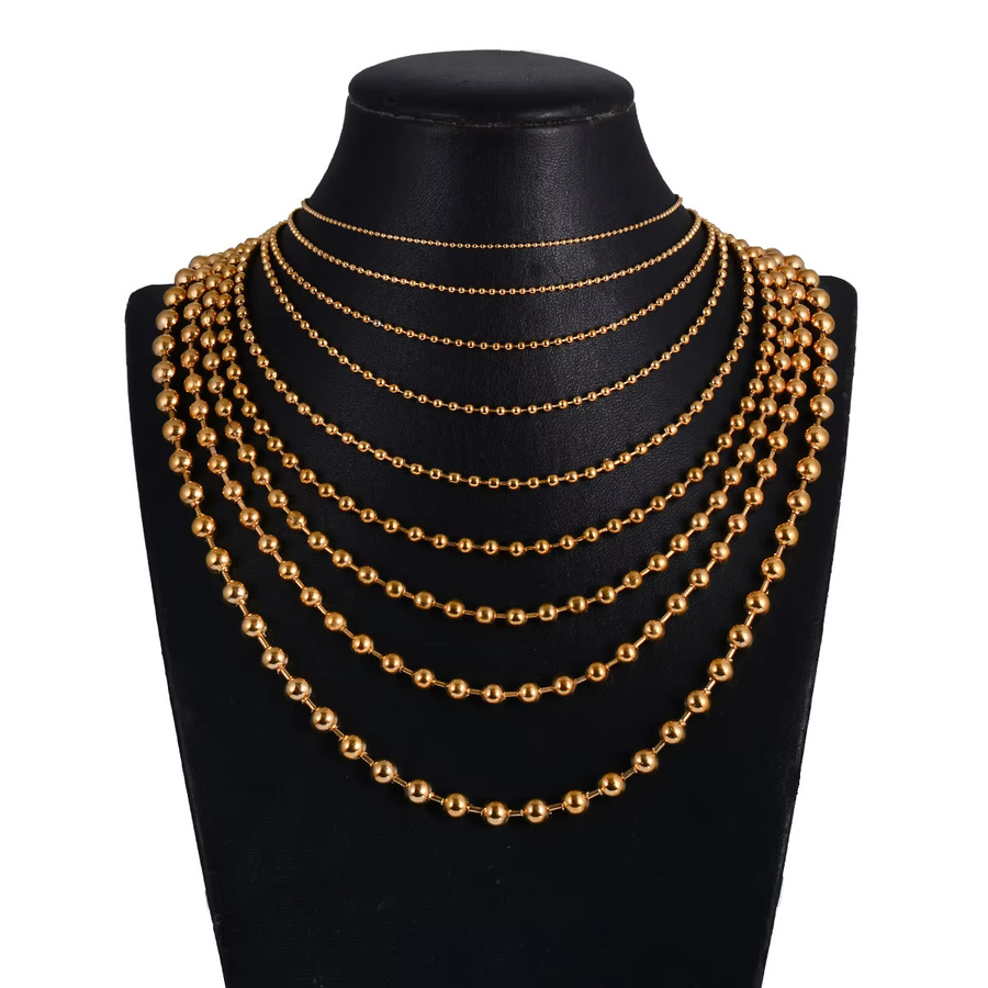 Amerixun Halskette, 18K Gold überzogen, Edelstahl, Kugel Kette, 1,2-6mm - Bild 4
